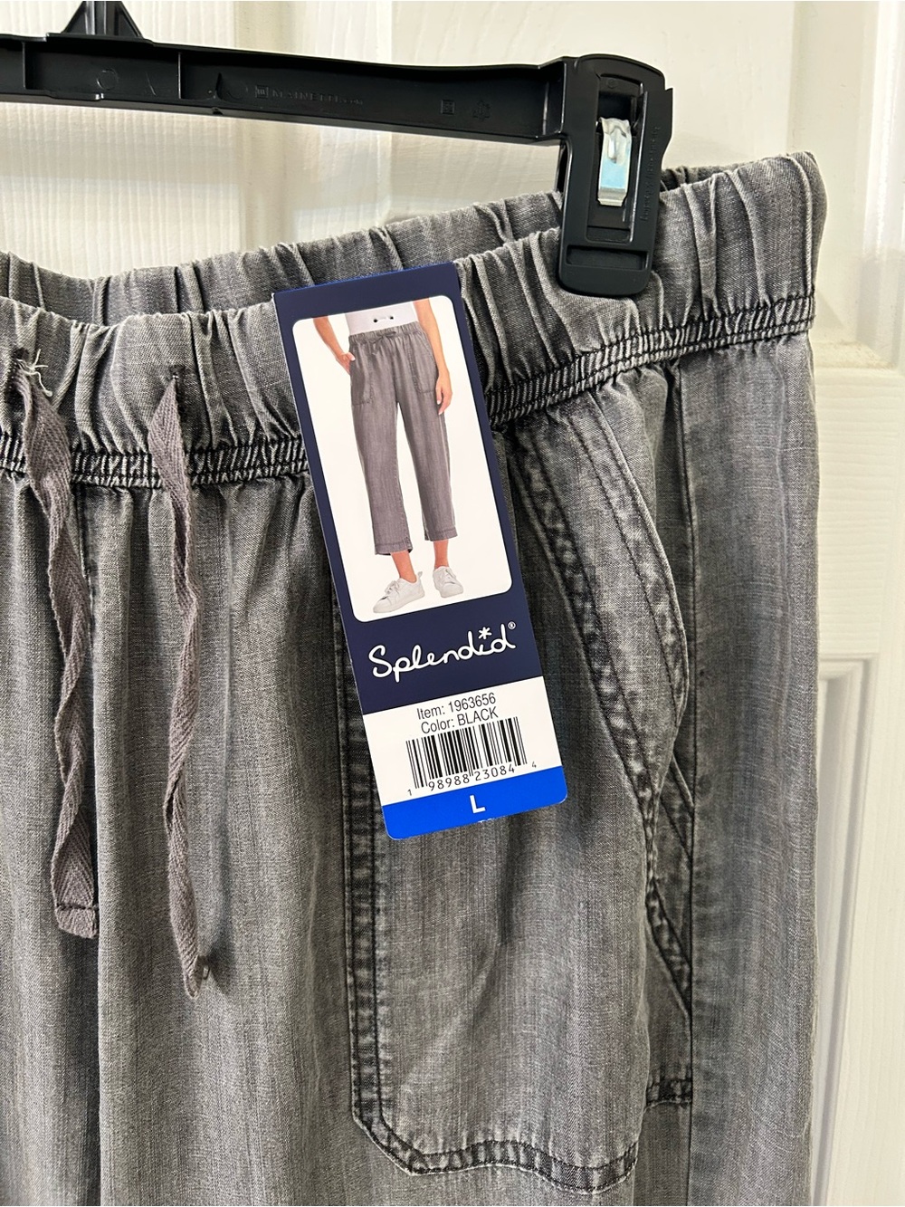 NWT Splendid Wide-Leg Drawstring Capris in Washed Gray - Picture 2 of 10